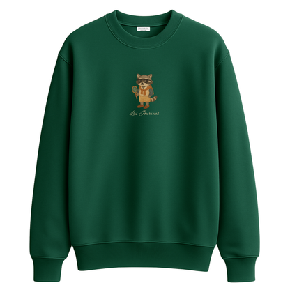 Raccoon Club – Premium Nakışlı Oversize Sweatshirt | Zümrüt Yeşili