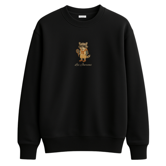 Raccoon Club – Premium Nakışlı Oversize Sweatshirt | Siyah
