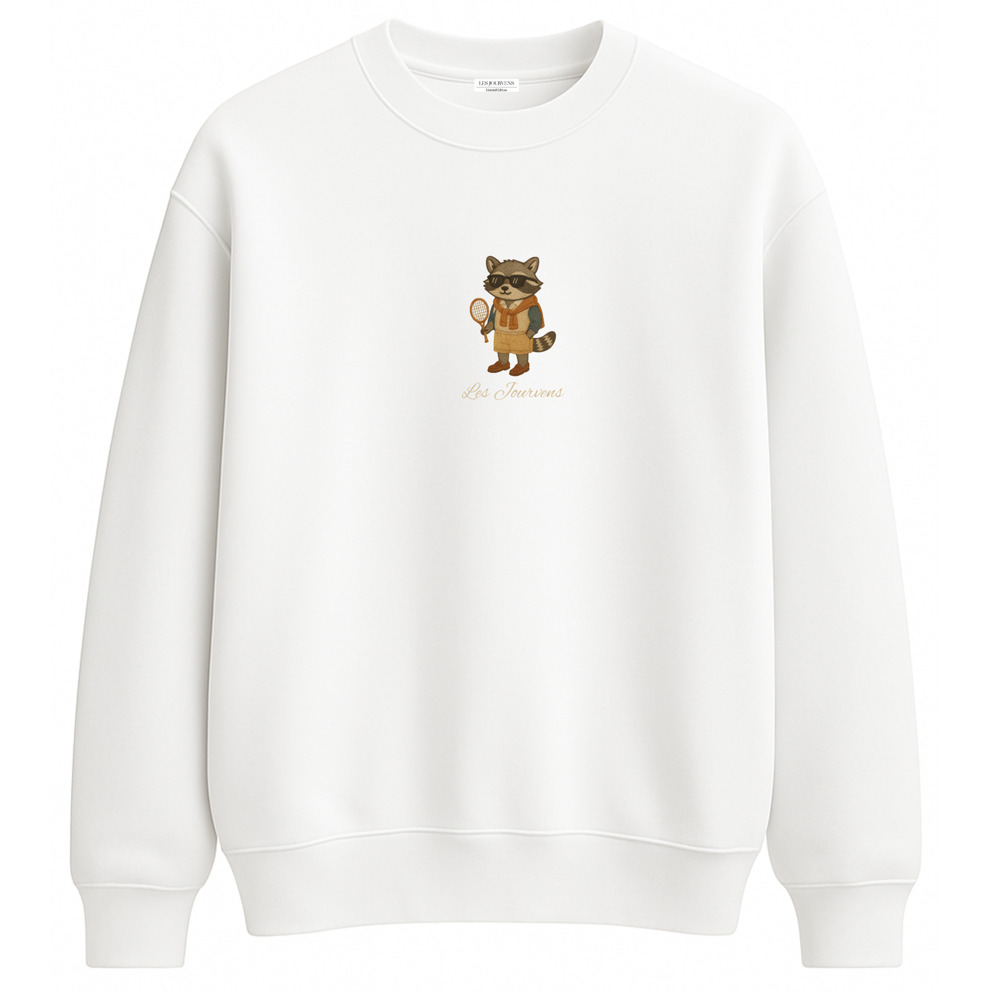 Raccoon Club – Premium Nakışlı Oversize Sweatshirt | Beyaz