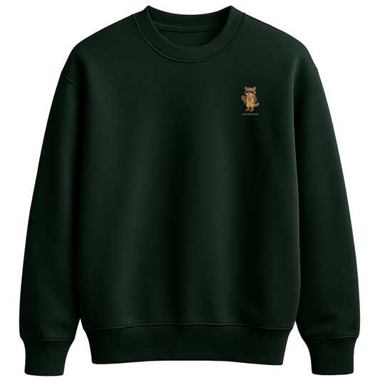 ÖN SİPARİŞ - Raccoon Club – Premium Nakışlı Oversize Sweatshirt | Zümrüt Yeşili