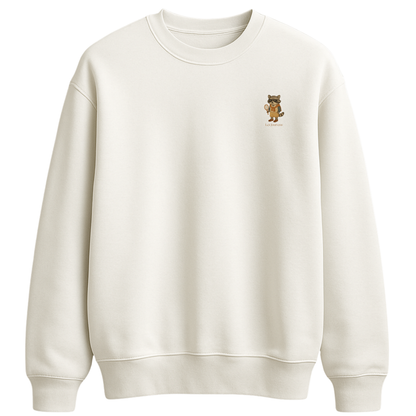 ÖN SİPARİŞ - Raccoon Club – Premium Nakışlı Oversize Sweatshirt | Beyaz