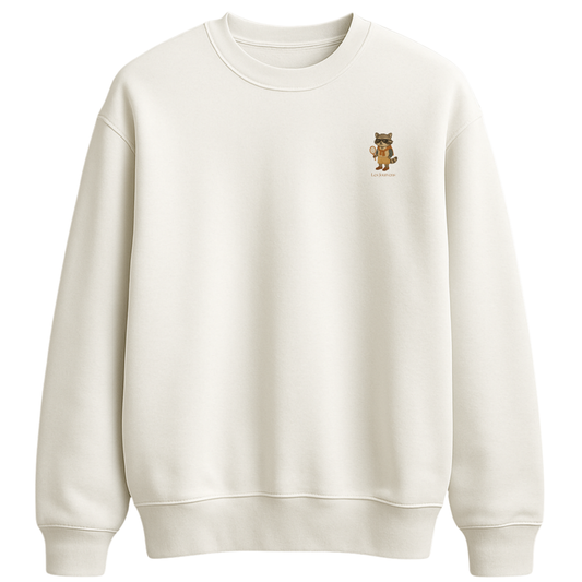 ÖN SİPARİŞ - Raccoon Club – Premium Nakışlı Oversize Sweatshirt | Beyaz
