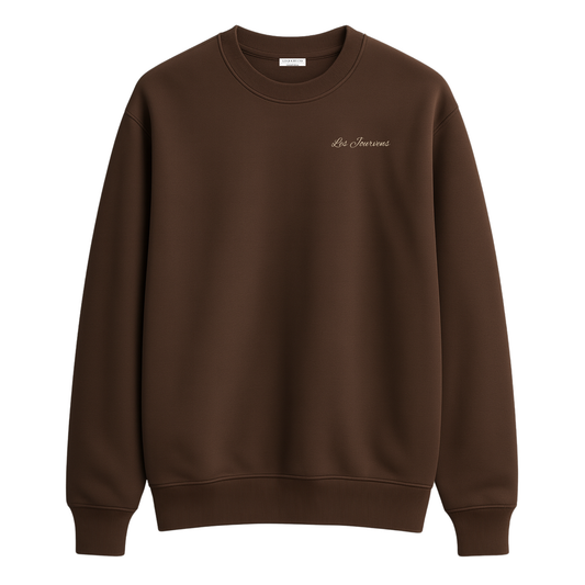 Les Jourvens – Premium Nakışlı Oversize Sweatshirt | Acı Kahve