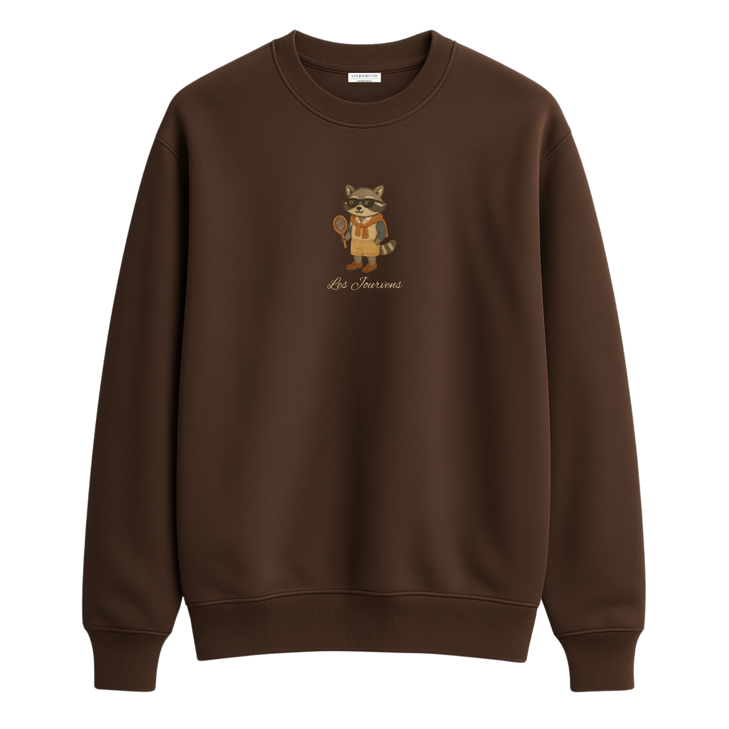 Raccoon Club – Premium Nakışlı Oversize Sweatshirt | Acı Kahve