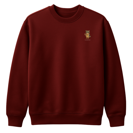 ÖN SİPARİŞ - Raccoon Club – Premium Nakışlı Oversize Sweatshirt | Vişne Çürüğü